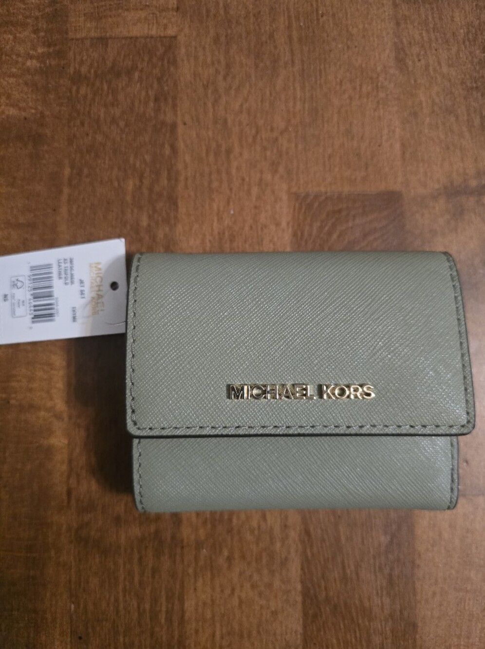 MICHAEL KORS Jet Set Sage Green Trifold Wallet
